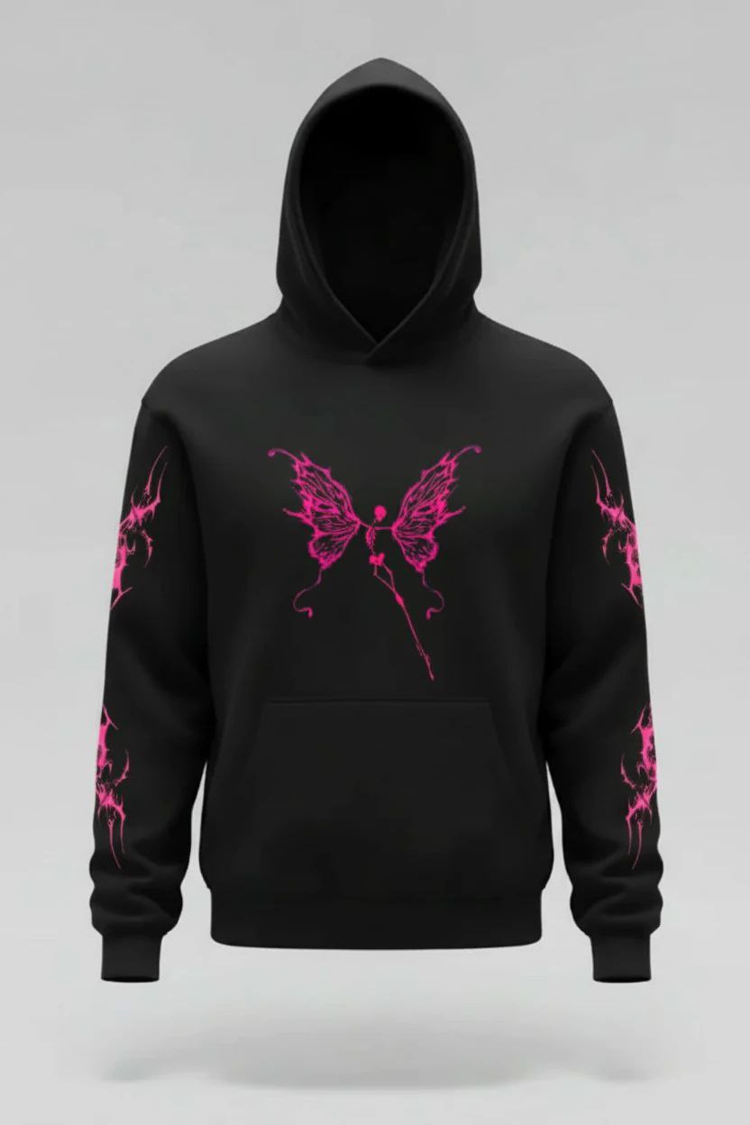 هودی استین چاپ طرح  پروانه