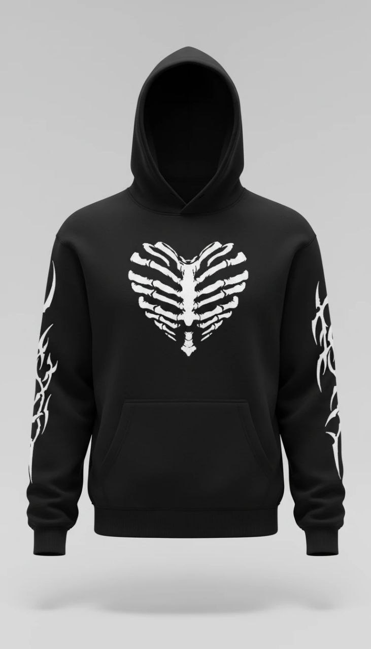 هودی استین چاپ طرح قلب